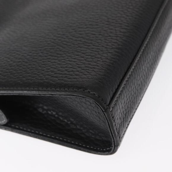BURBERRY Clutch Bag Leather Black Silver Auth bs31756